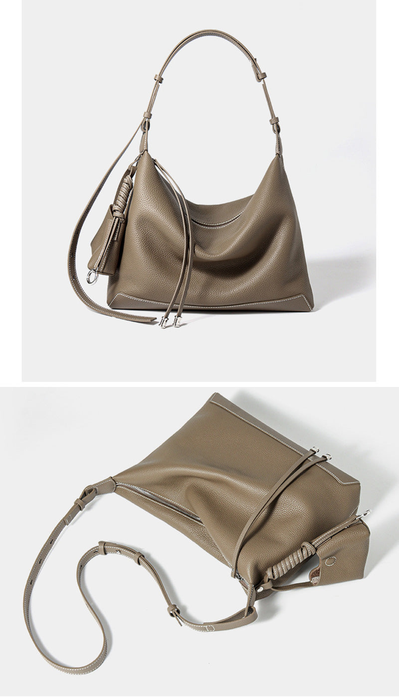 moderne Damen Schultertasche Leder schlicht Unterarmtasche