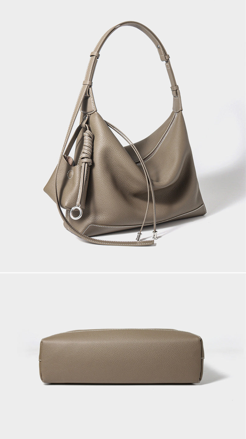 moderne Damen Schultertasche Leder schlicht Unterarmtasche