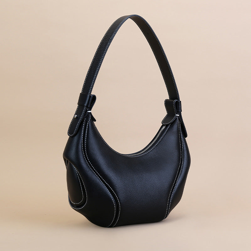 schultertasche damen schwarz leder