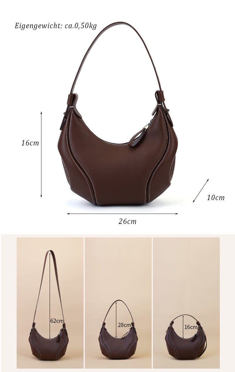 Damen Schultertasche Leder Unterarmtasche Frauen Handtasche Umhängetasche in 4 Farben