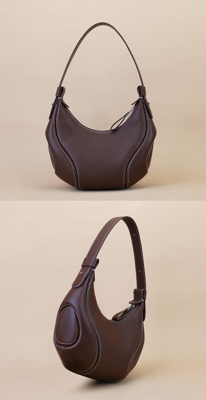 Damen Schultertasche Leder Unterarmtasche Frauen Handtasche Umhängetasche in 4 Farben