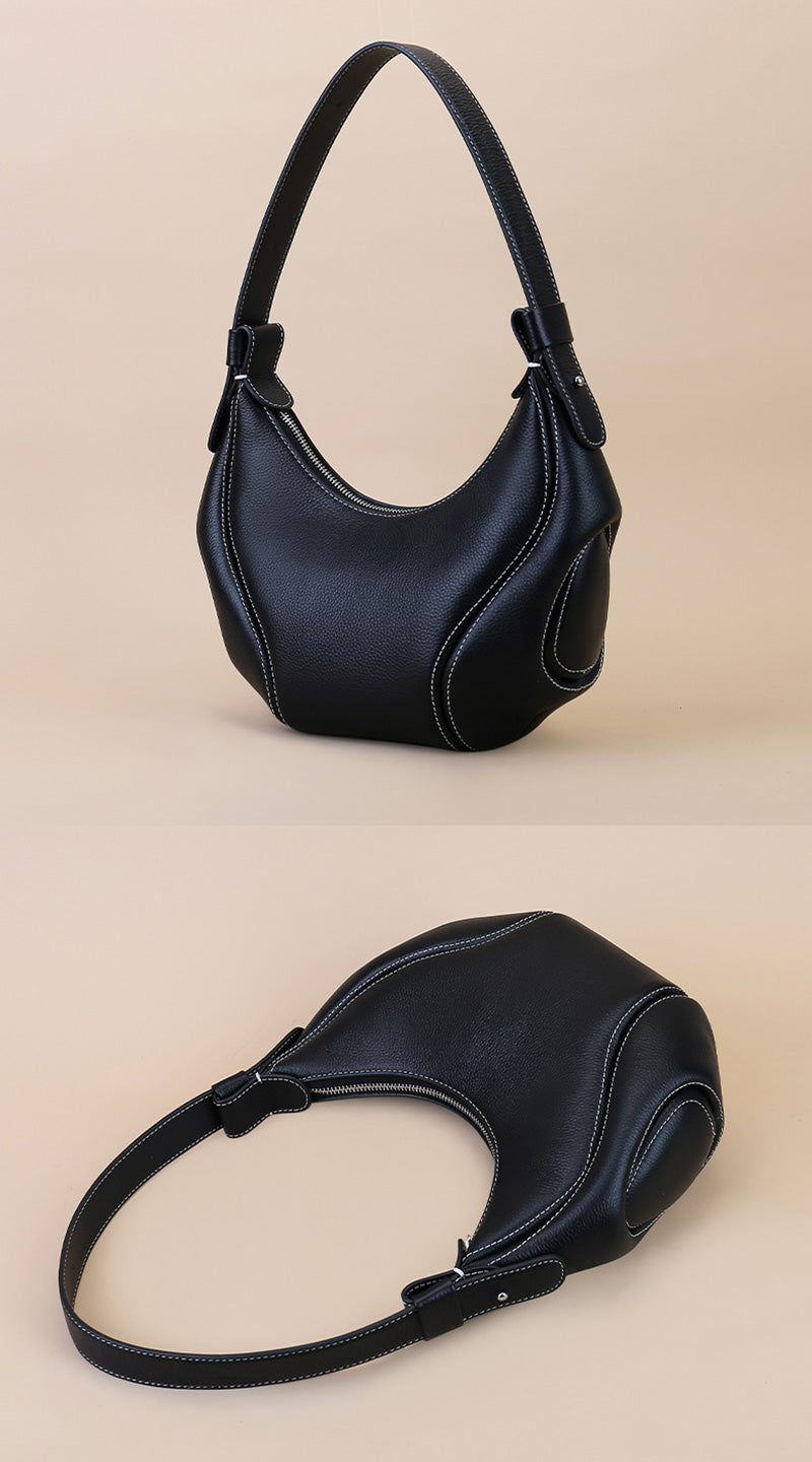 Damen Schultertasche Leder Unterarmtasche Frauen Handtasche Umhängetasche in 4 Farben