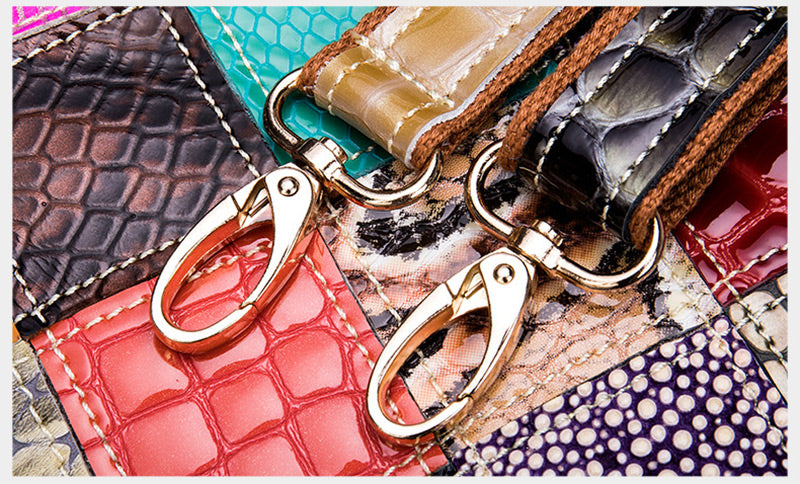 Damen Handtasche Leder bunt Umhängetasche Patchwork