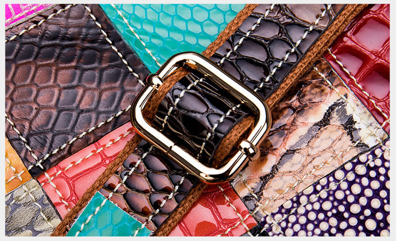 Damen Handtasche Leder bunt Umhängetasche Patchwork