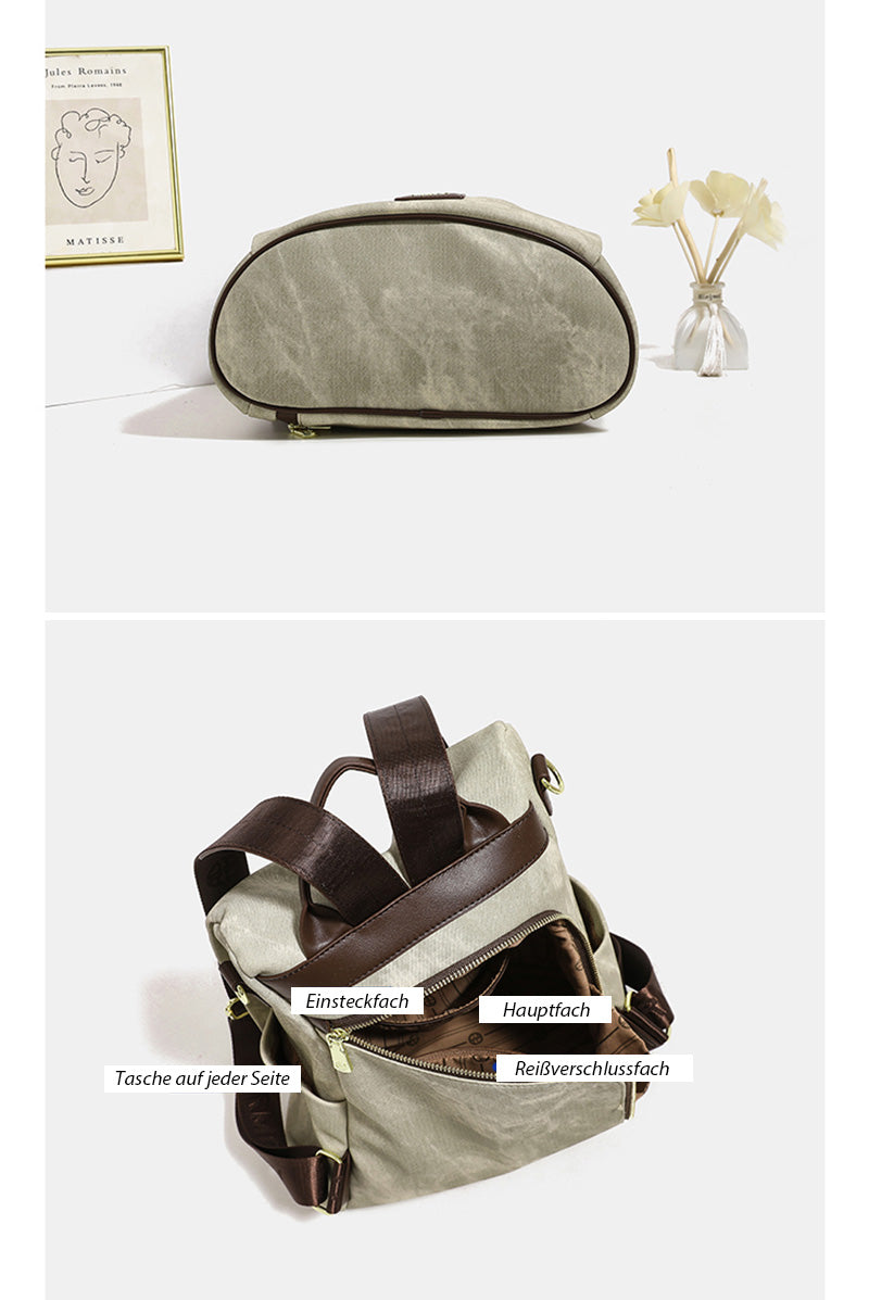 Damen Rucksack Schultertasche 2 in 1 aus Mikrofaser Kunstleder Reißverschluss am Rücken