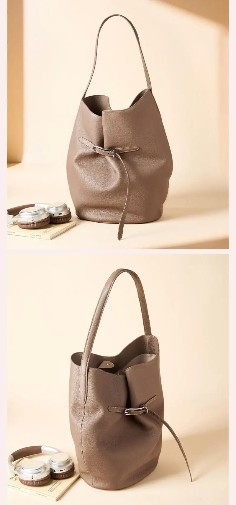 moderne Damen Schultertasche Leder Tote Tasche Eimertasche