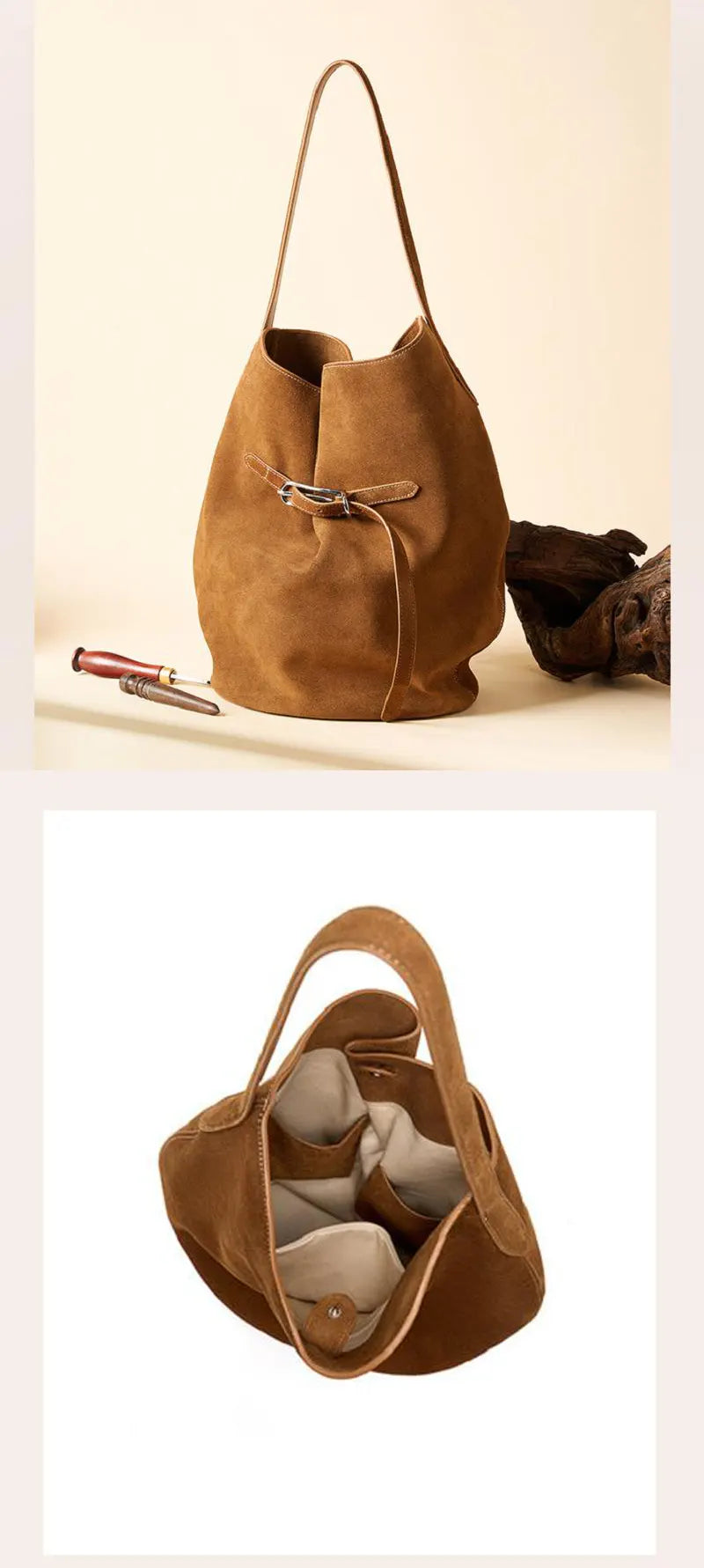 moderne Damen Schultertasche Leder Tote Tasche Eimertasche