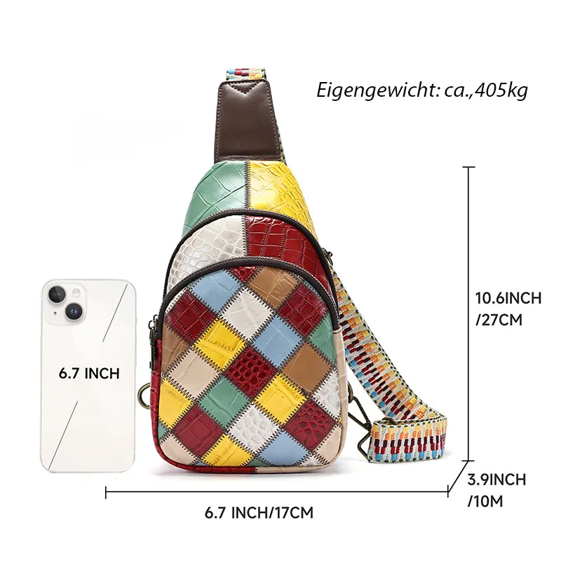 Brusttasche Damen Leder bunt Crossbody Tasche