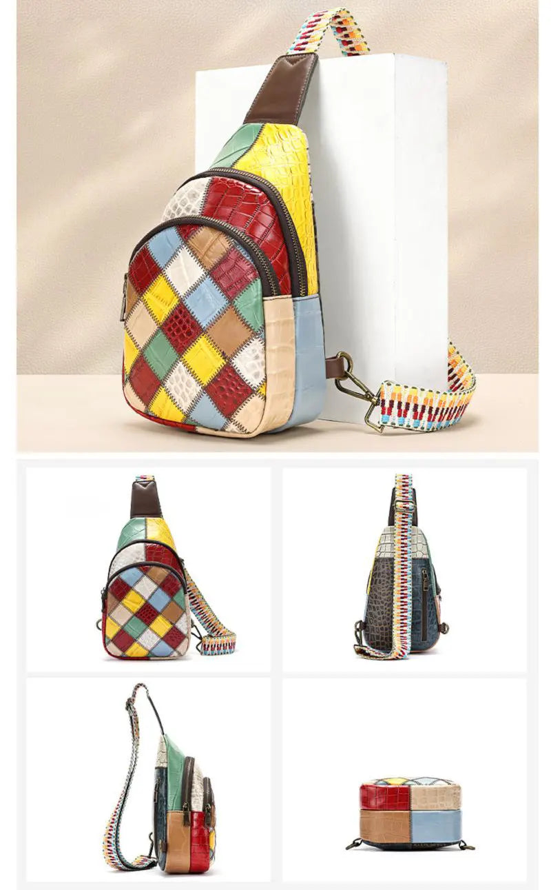 Brusttasche Damen Leder bunt Crossbody Tasche