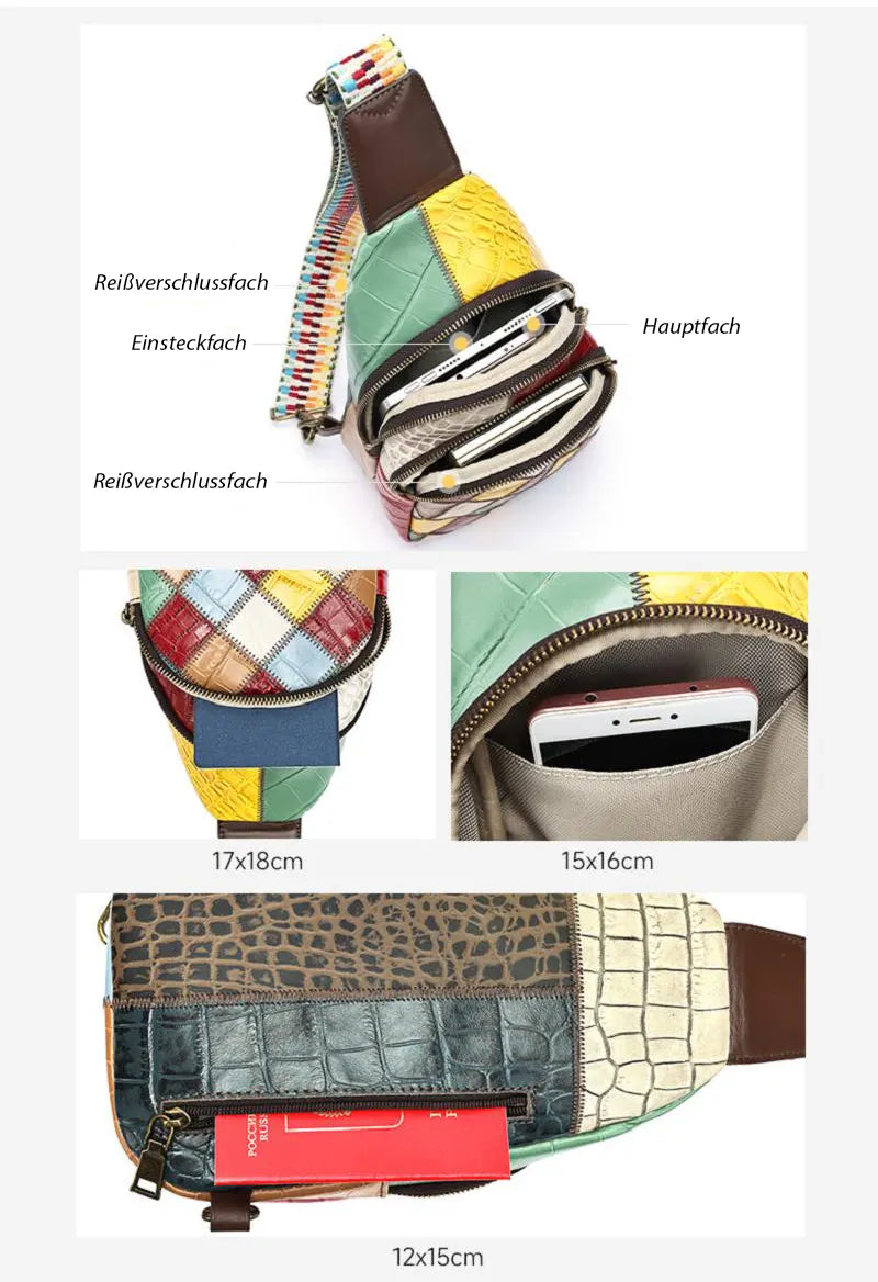 Brusttasche Damen Leder bunt Crossbody Tasche