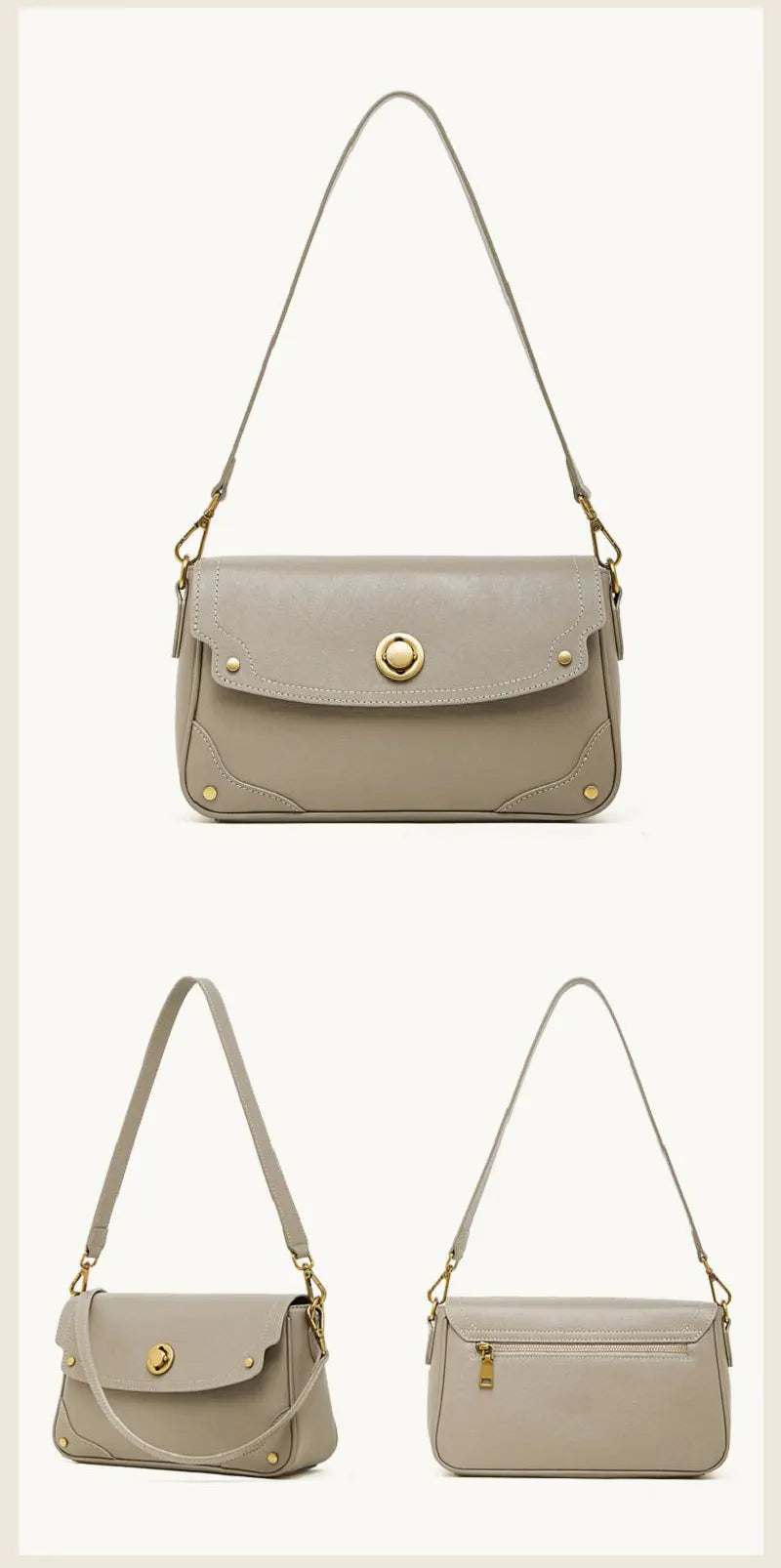 moderne Damen Schultertasche Leder Umhängetasche mit 2 Riemen