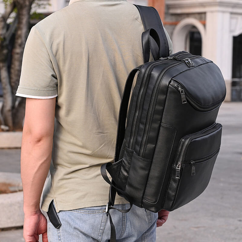 rucksack herren schwarz leder