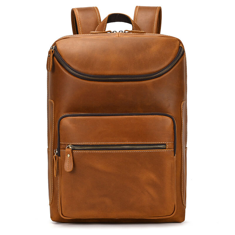 Herren Rucksack Leder großes Fassungsvermögen in 3 Farben mit vielen Fächern Laptopfach