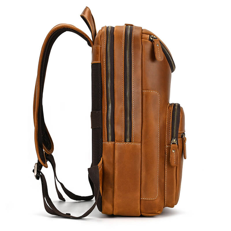 Herren Rucksack Leder großes Fassungsvermögen in 3 Farben mit vielen Fächern Laptopfach