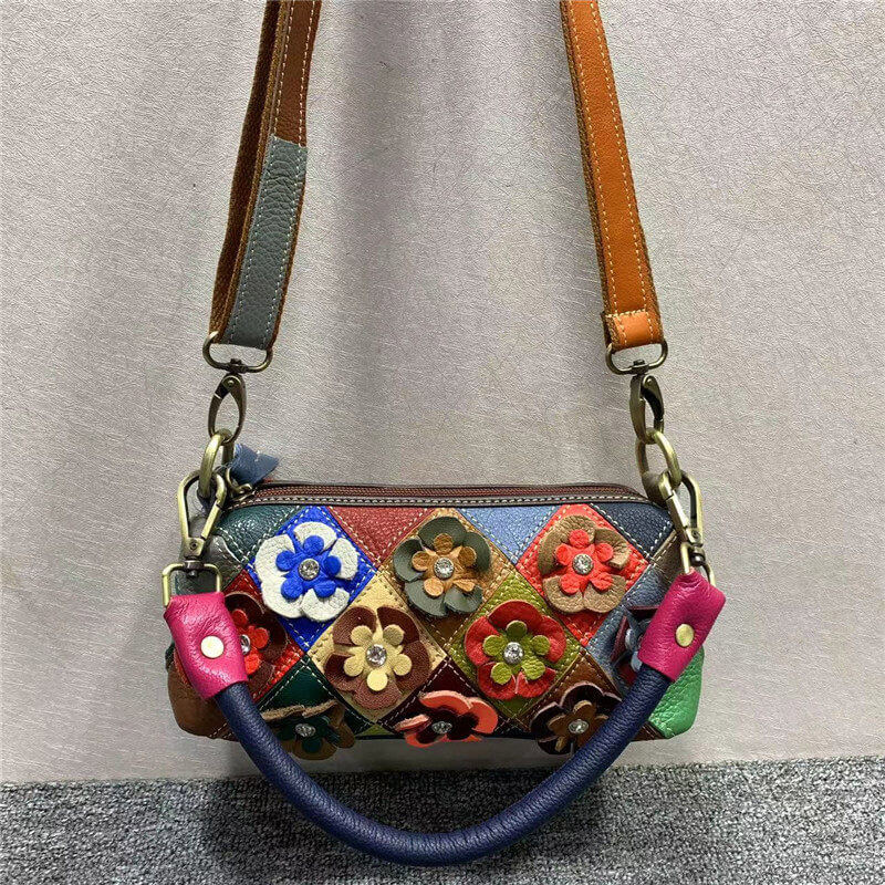 tasche blumenmuster leder