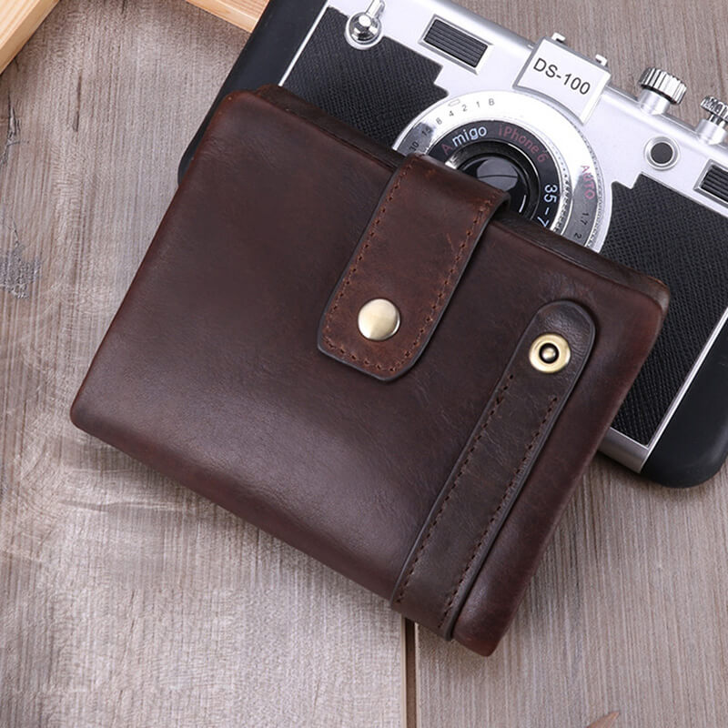 kleine Geldbörse Herren Leder Vintage Portemonnaie Männer Brieftasche