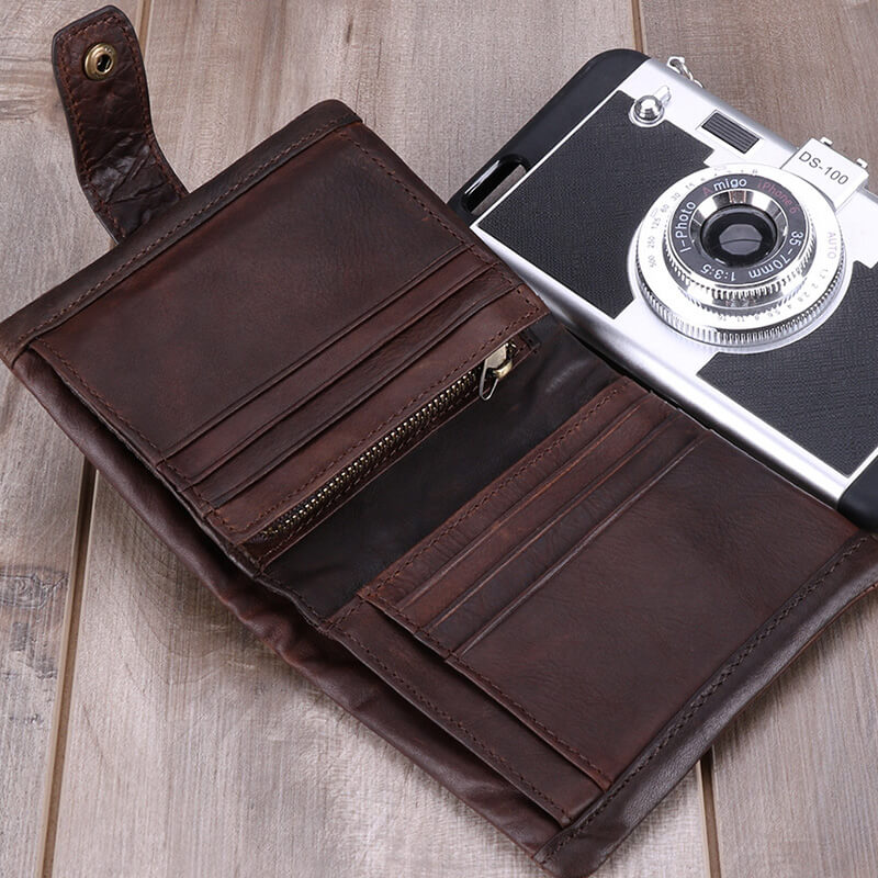 kleine Geldbörse Herren Leder Vintage Portemonnaie Männer Brieftasche