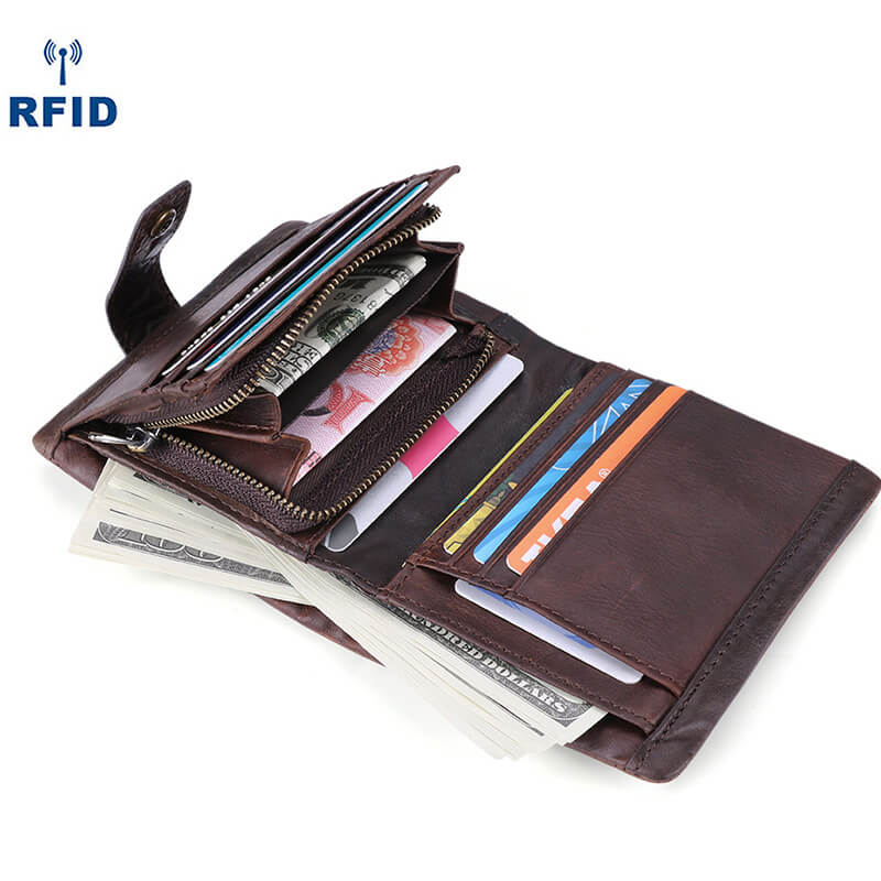 kleine Geldbörse Herren Leder Vintage Portemonnaie Männer Brieftasche