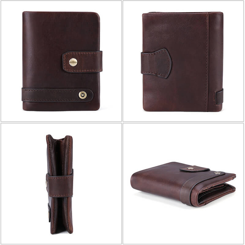kleine Geldbörse Herren Leder Vintage Portemonnaie Männer Brieftasche