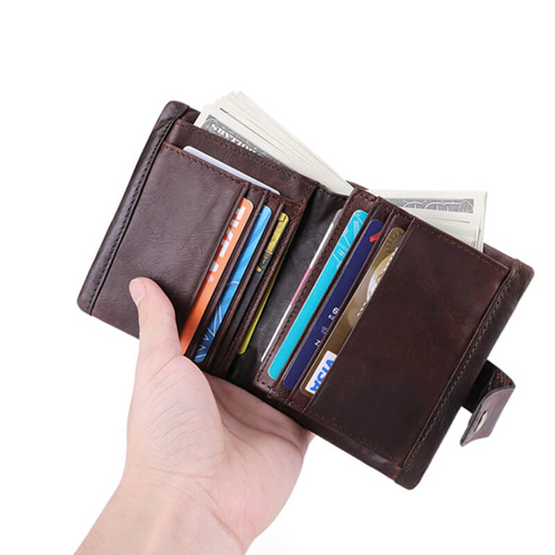 kleine Geldbörse Herren Leder Vintage Portemonnaie Männer Brieftasche
