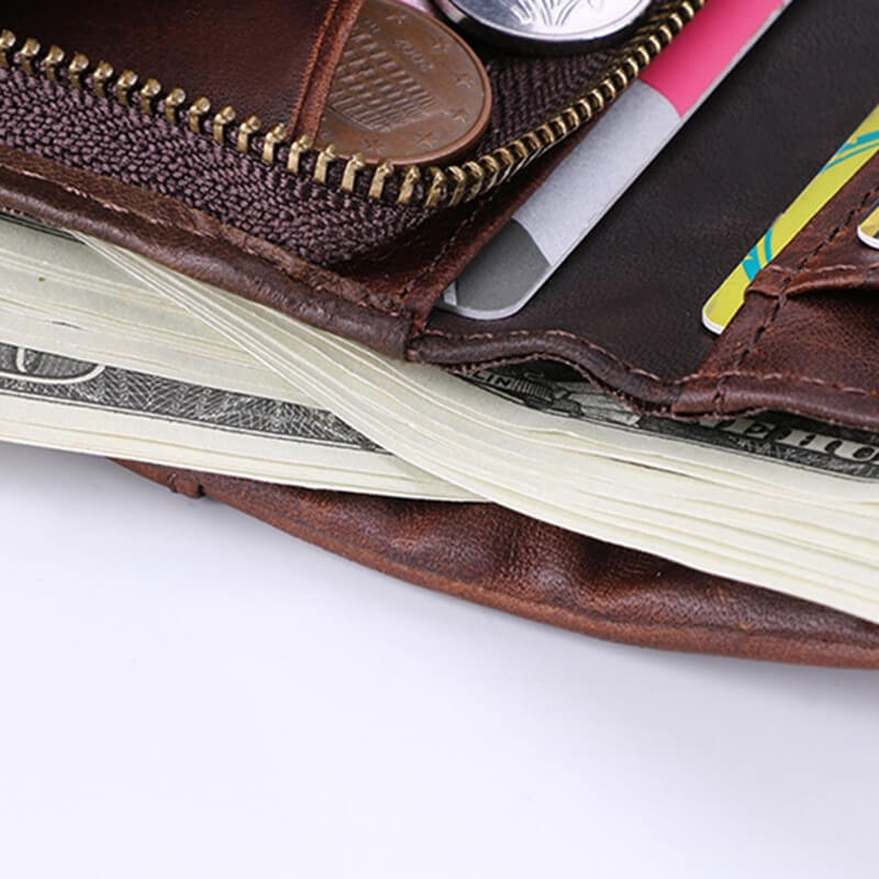 kleine Geldbörse Herren Leder Vintage Portemonnaie Männer Brieftasche