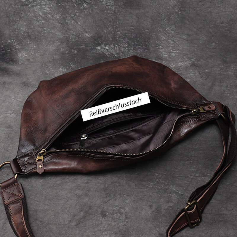 Herren Brusttasche Leder Vintage Umhängetasche für Alltag in 2 Farben