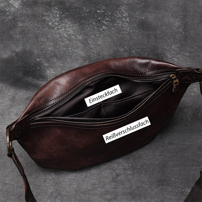 Herren Brusttasche Leder Vintage Umhängetasche für Alltag in 2 Farben