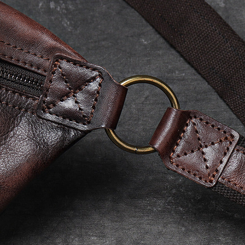 Herren Brusttasche Leder Vintage Umhängetasche für Alltag in 2 Farben