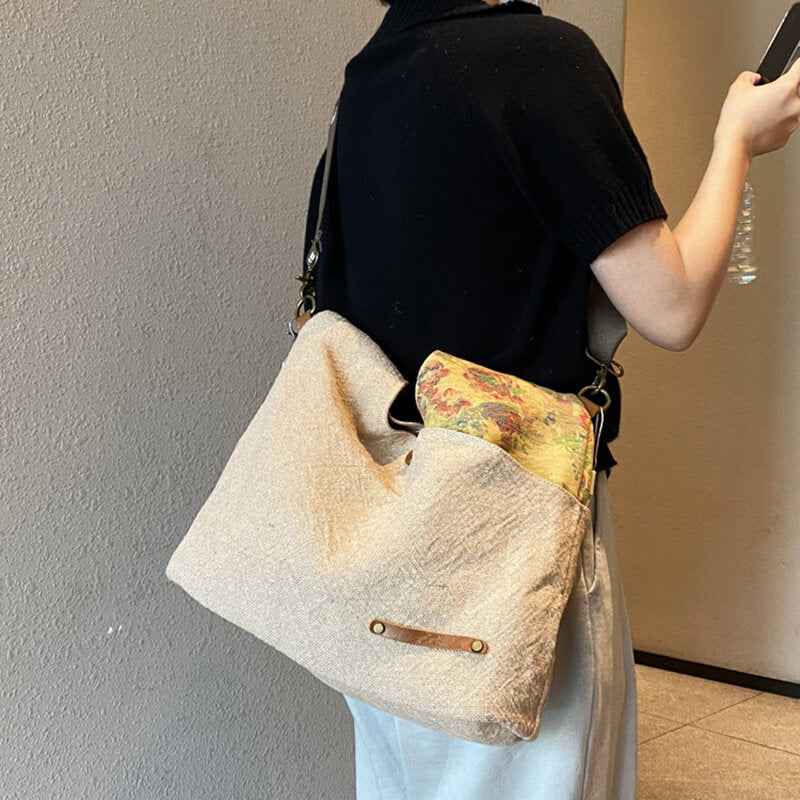 Vintage  Damen Schultertasche Canvas mit Blumen