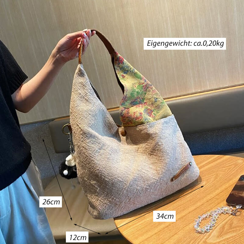 Vintage  Damen Schultertasche Canvas mit Blumen