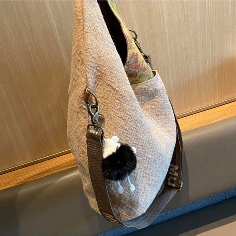 Vintage  Damen Schultertasche Canvas mit Blumen