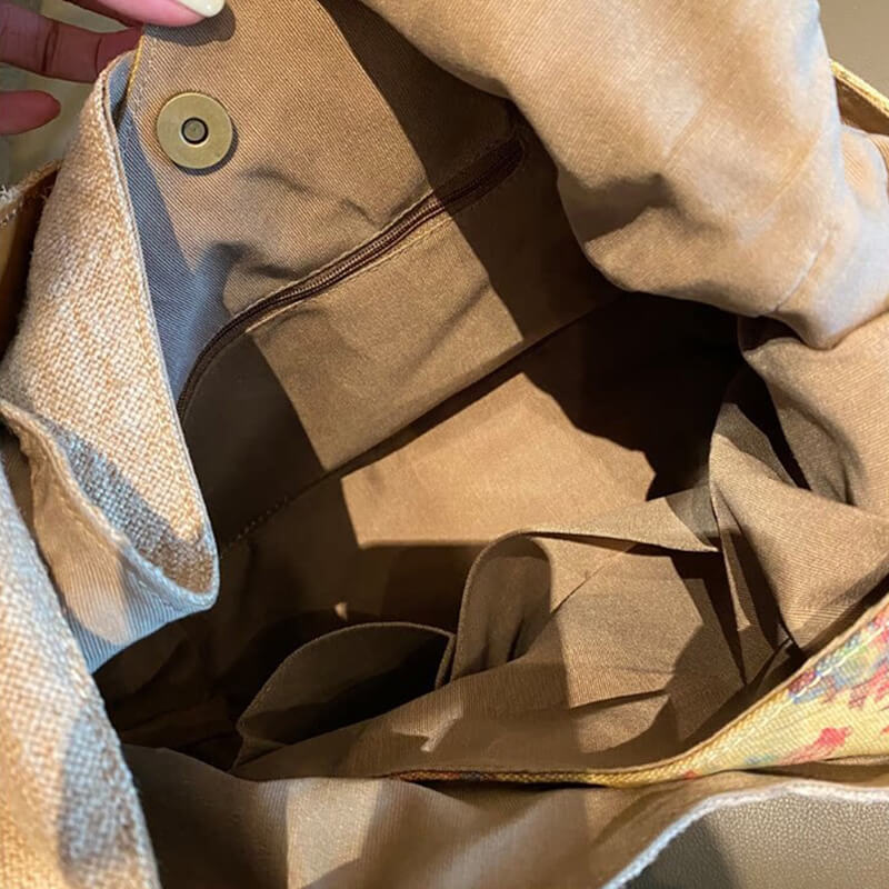 Vintage  Damen Schultertasche Canvas mit Blumen