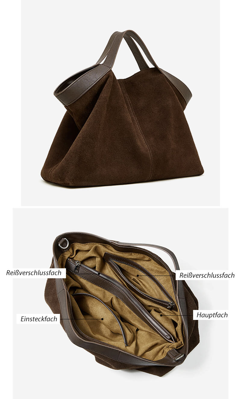 moderne Handtasche Veloursleder Umhängetasche Damen Leder in drei Farben