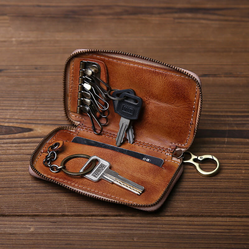 kleine Schlüsseltasche Leder für Damen und Herren Schlüsseletui