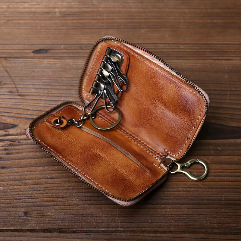 kleine Schlüsseltasche Leder für Damen und Herren Schlüsseletui