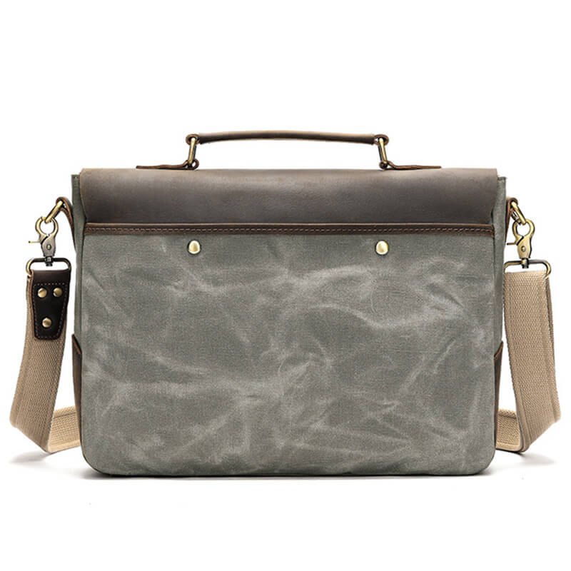 Herren Aktentasche Canvas und Leder Businesstasche Vintage Handtasche für Arbeit