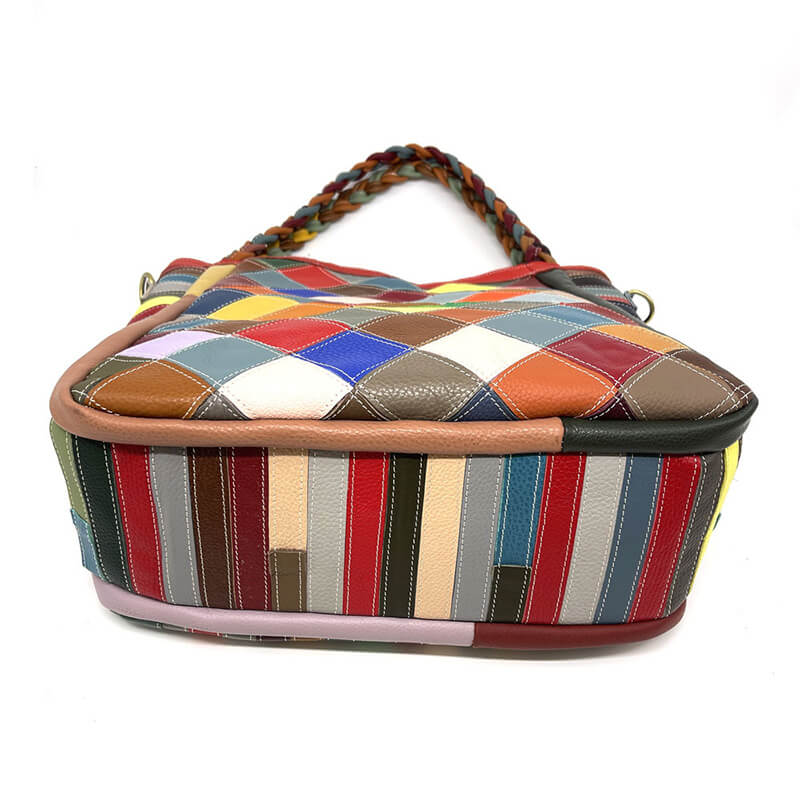 Damen Schultertasche Leder bunt Umhängetasche Patchwork