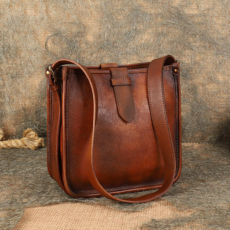 schultertasche damen braun leder