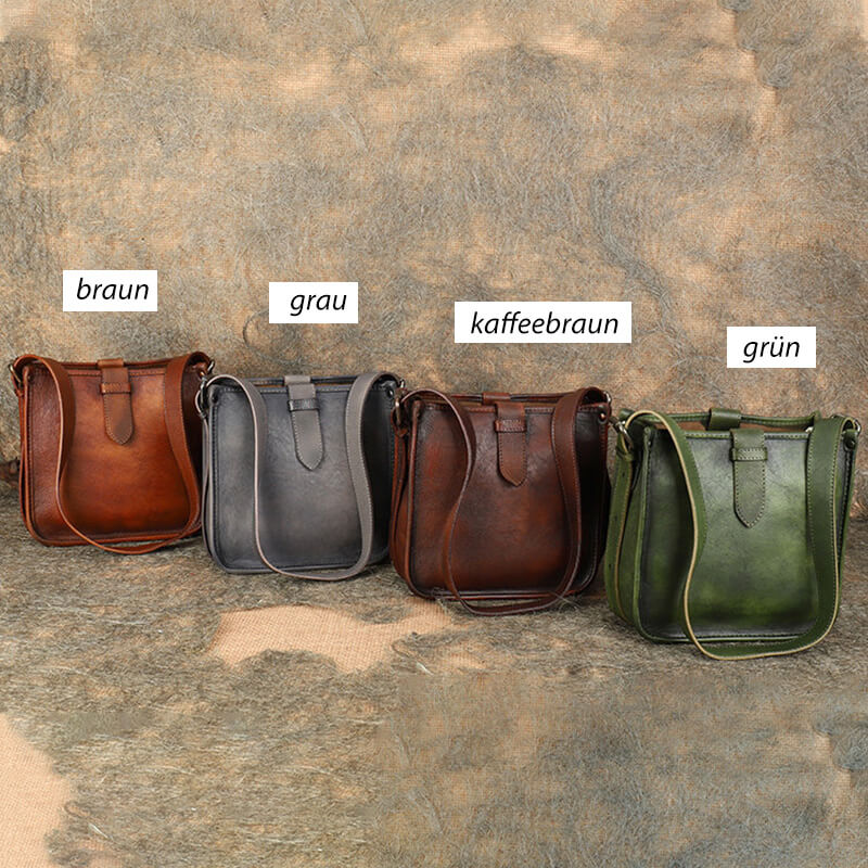 Damen Schultertasche verstellbarer Riemen Echtleder Vintage Umhängetasche in 4 Farben