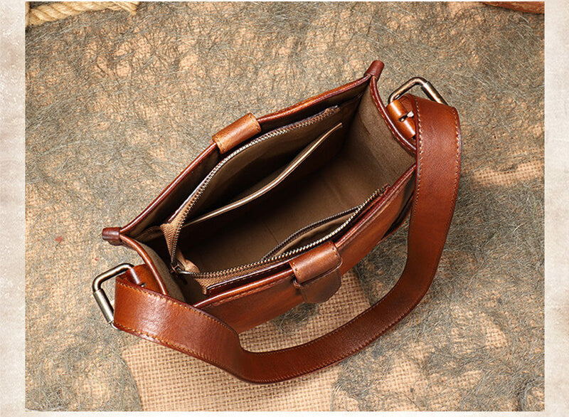 Damen Schultertasche verstellbarer Riemen Echtleder Vintage Umhängetasche in 4 Farben