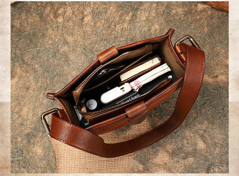 Damen Schultertasche verstellbarer Riemen Echtleder Vintage Umhängetasche in 4 Farben