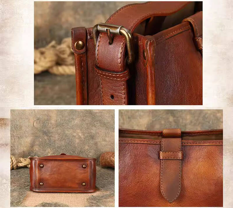 Damen Schultertasche verstellbarer Riemen Echtleder Vintage Umhängetasche in 4 Farben