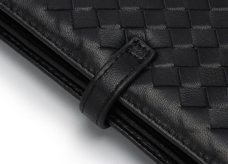 Damen Geldbörse geflochtenes Leder Geldbeutel lang Portemonnaie