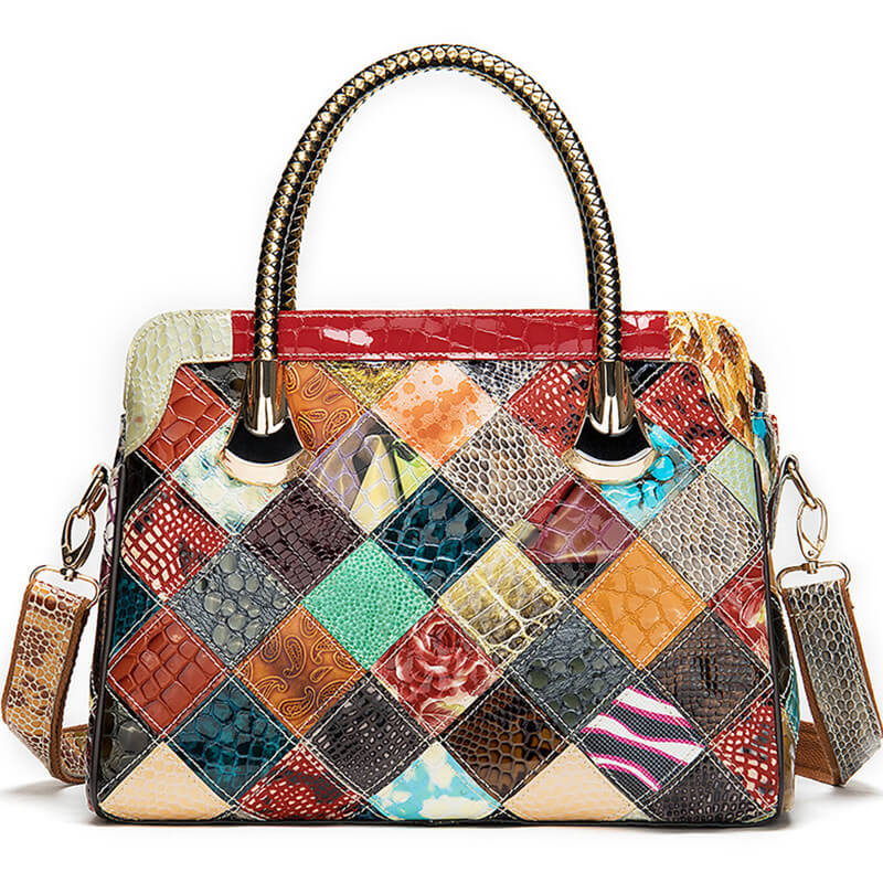 patchwork handtasche leder