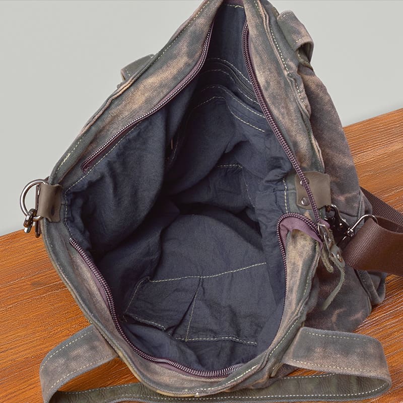 Damen Schultertasche Canvas grau Umhängetasche mit Reißverschluss