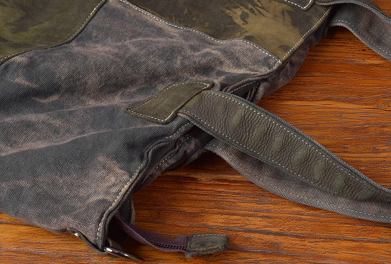 Damen Schultertasche Canvas grau Umhängetasche mit Reißverschluss