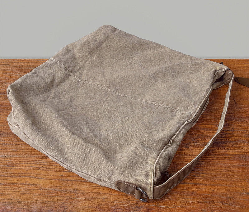 Damen Schultertasche Canvas und Leder Umhängetasche groß