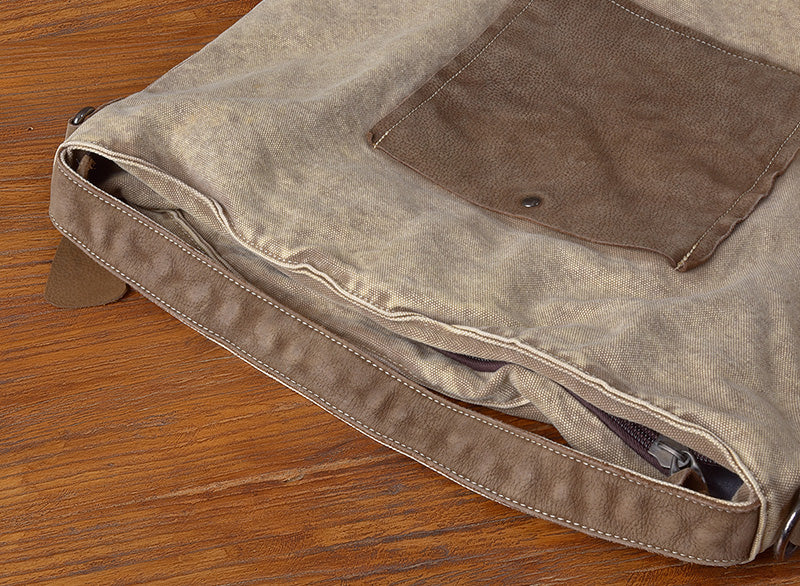 Damen Schultertasche Canvas und Leder Umhängetasche groß