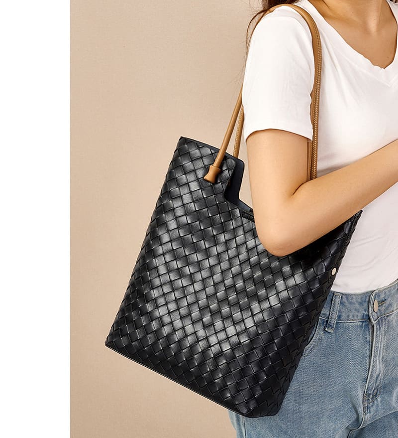 schultertasche geflochten leder