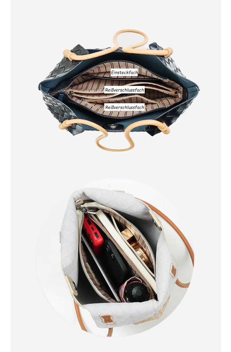 Damen Schultertasche geflochtene Leder große Ledertasche Frauen Shopper